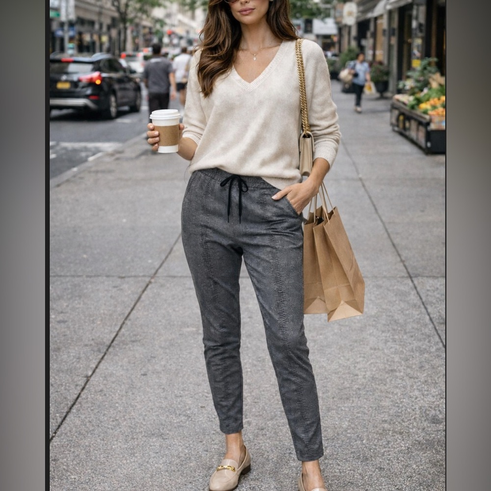 Flog Shely Gray Snake Print‎ Joggers Size 30 | Luxury Pull-On Pants